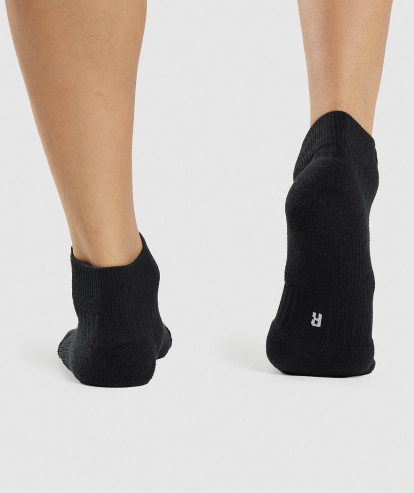 Gymshark Woven Tab Sneaker 3pk Socks Black | CA 60AN38